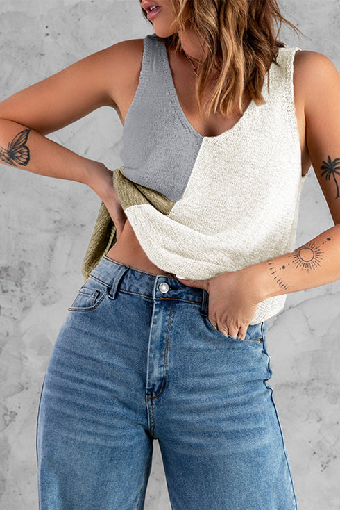 Color Block Knitted Tank Top