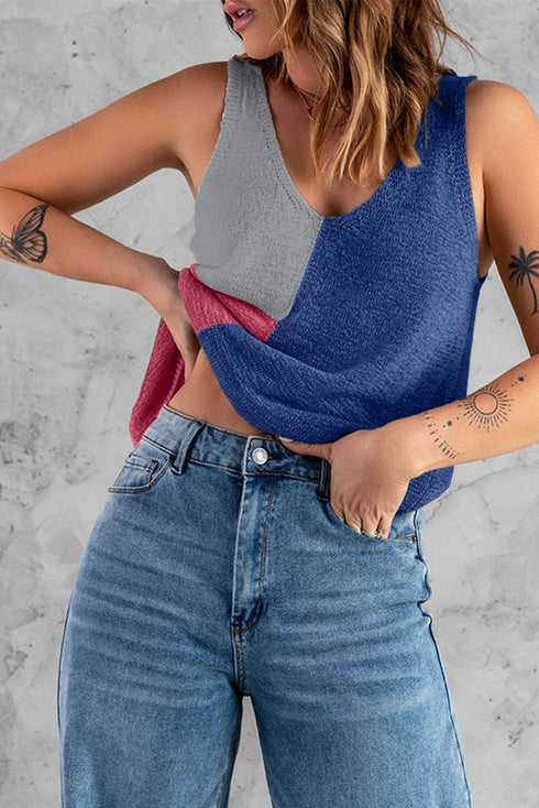 Color Block Knitted Tank Top