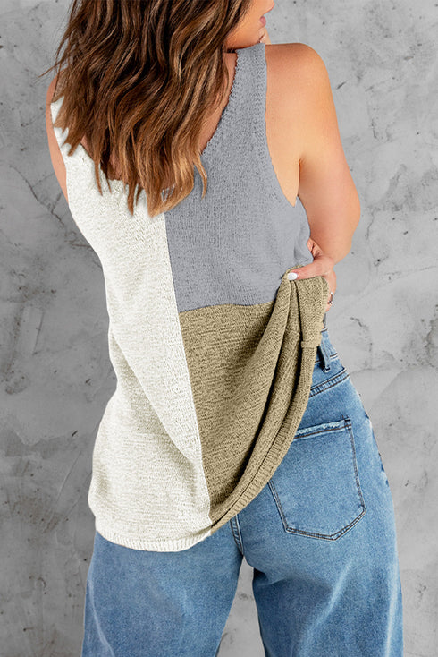 Color Block Knitted Tank Top