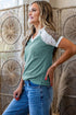 Color Block Lace Leopard Patchwork Twisted Ribbed Tee