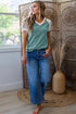 Color Block Lace Leopard Patchwork Twisted Ribbed Tee