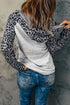 Color Block Leopard Long Sleeves Hoodie