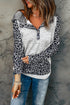 Color Block Leopard Long Sleeves Hoodie