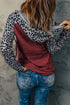 Color Block Leopard Long Sleeves Hoodie