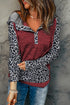 Color Block Leopard Long Sleeves Hoodie