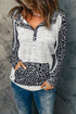 Color Block Leopard Long Sleeves Hoodie