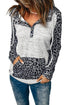 Color Block Leopard Long Sleeves Hoodie