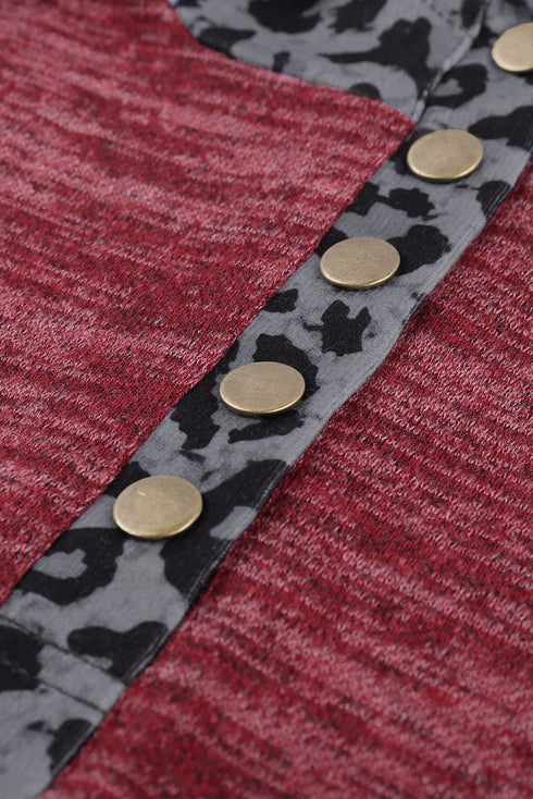 Color Block Leopard Long Sleeves Hoodie