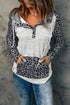 Color Block Leopard Long Sleeves Hoodie