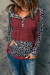 Color Block Leopard Long Sleeves Hoodie