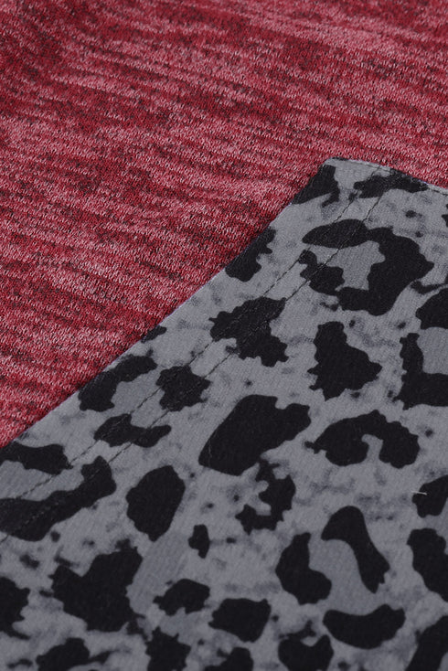 Color Block Leopard Long Sleeves Hoodie