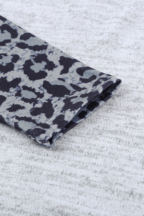 Color Block Leopard Long Sleeves Hoodie