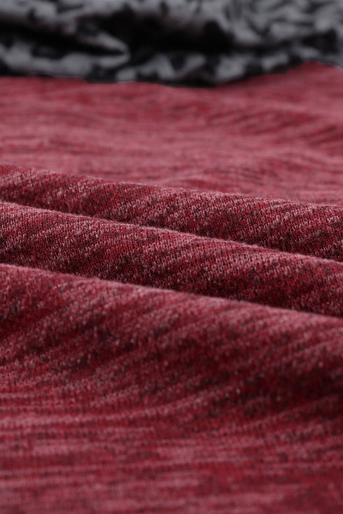 Color Block Leopard Long Sleeves Hoodie