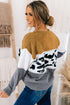 Color Block Leopard Splicing Sweater