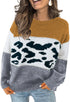 Color Block Leopard Splicing Sweater