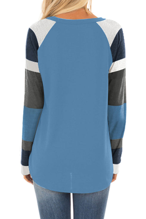 Color Block Long Sleeves Pullover Top