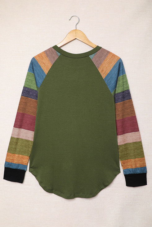 Color Block Long Sleeves Pullover Top