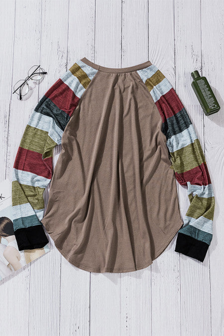 Color Block Long Sleeves Pullover Top
