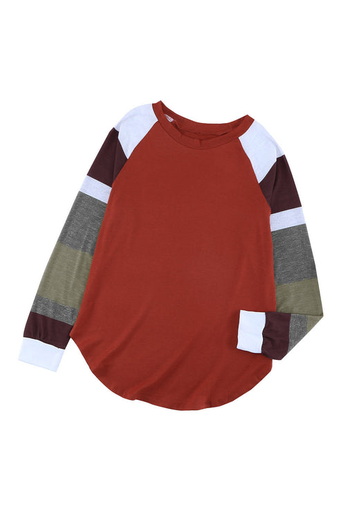 Color Block Long Sleeves Pullover Top
