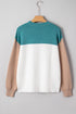 Color Block Mock Neck Drop Shoulder Knit Sweater