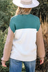 Color Block Mock Neck Drop Shoulder Knit Sweater