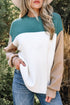 Color Block Mock Neck Drop Shoulder Knit Sweater