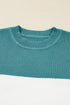 Color Block Mock Neck Drop Shoulder Knit Sweater