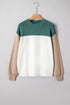 Color Block Mock Neck Drop Shoulder Knit Sweater