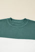 Color Block Mock Neck Drop Shoulder Knit Sweater