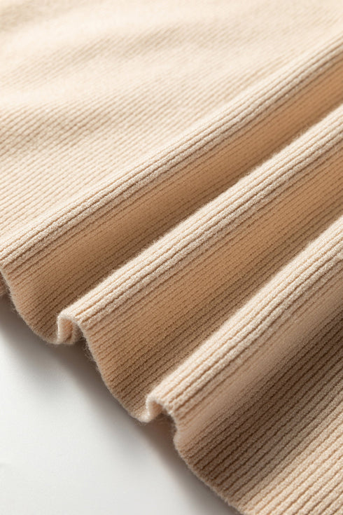 Color Block Mock Neck Drop Shoulder Knit Sweater