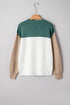 Color Block Mock Neck Drop Shoulder Knit Sweater