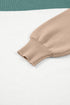 Color Block Mock Neck Drop Shoulder Knit Sweater