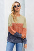 Color Block Netted Texture Pullover Sweater