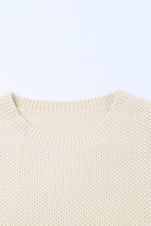 Color Block Netted Texture Pullover Sweater