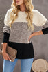 Color Block Netted Texture Pullover Sweater
