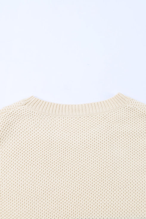 Color Block Netted Texture Pullover Sweater