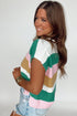 Color Block Notch V Neck Sweater T Shirt
