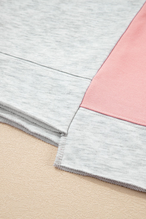 Color Block Panel Raw Hem Sweatshirt And Shorts Lounge Set