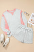 Color Block Panel Raw Hem Sweatshirt And Shorts Lounge Set
