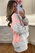 Color Block Panel Raw Hem Sweatshirt And Shorts Lounge Set