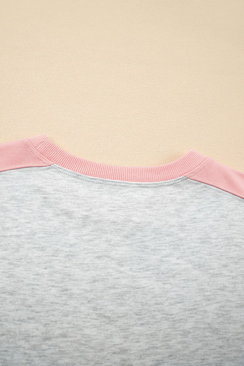 Color Block Panel Raw Hem Sweatshirt And Shorts Lounge Set