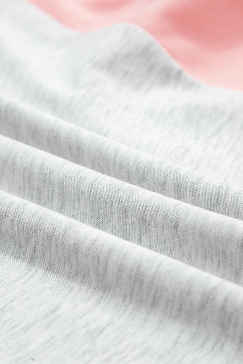 Color Block Panel Raw Hem Sweatshirt And Shorts Lounge Set