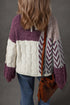 Color Block Patchwork Knotted Back Relaxed Fit Sweater