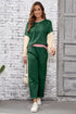 Color Block Pullover And Loose Wide Leg Pant Set