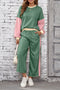 Color Block Pullover And Loose Wide Leg Pant Set