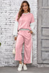 Color Block Pullover And Loose Wide Leg Pant Set