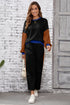 Color Block Pullover And Loose Wide Leg Pant Set