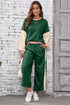 Color Block Pullover And Loose Wide Leg Pant Set