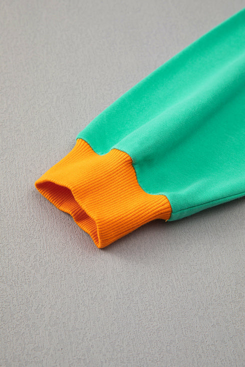 Color Block Pullover And Loose Wide Leg Pant Set