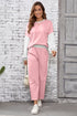 Color Block Pullover And Loose Wide Leg Pant Set
